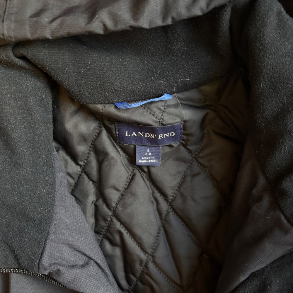 Lands End S Squall Womens Black Insulated Hooded Jacket Quilted Lining Small - Picture 2 of 11